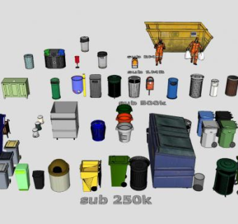 各种垃圾箱垃圾桶公共垃圾箱SU模型下载_sketchup草图大师SKP模型