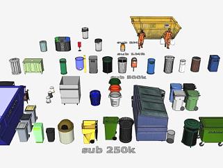各种垃圾箱垃圾桶公共垃圾箱SU模型下载_sketchup草图大师SKP模型