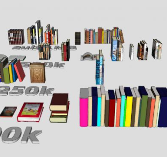 各种书本摆放SU模型下载_sketchup草图大师SKP模型