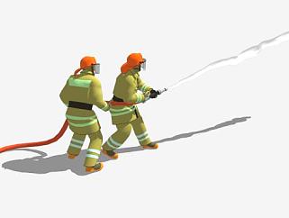 两个喷水的<em>消防员</em>SU模型下载_sketchup草图大师SKP模型