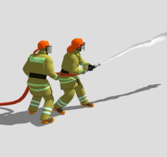 两个喷水的消防员SU模型下载_sketchup草图大师SKP模型