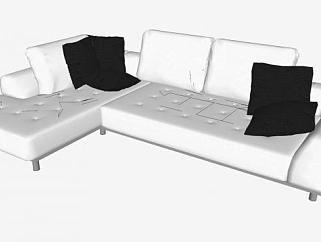 现代软软地L型沙发还带抱枕SU模型下载_sketchup草图...