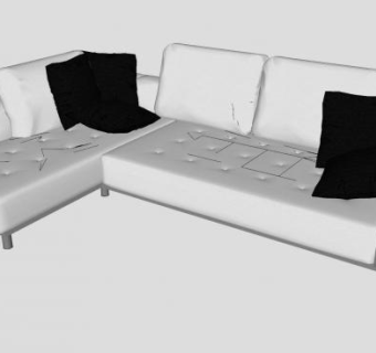现代软软地L型沙发还带抱枕SU模型下载_sketchup草图大师SKP模型