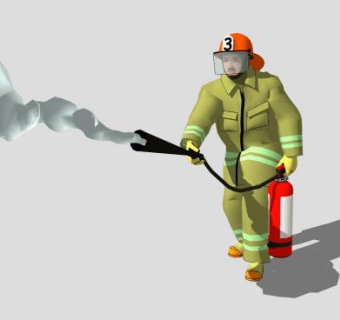 拿着灭火器的消防员SU模型下载_sketchup草图大师SKP模型