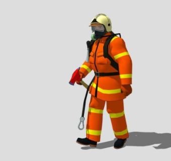 拿着消防斧的消防员SU模型下载_sketchup草图大师SKP模型