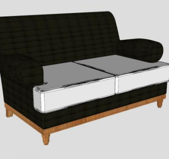 欧简两人座沙发家具SU模型下载_sketchup草图大师SKP模型