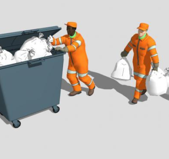 两个清洁工SU模型下载_sketchup草图大师SKP模型