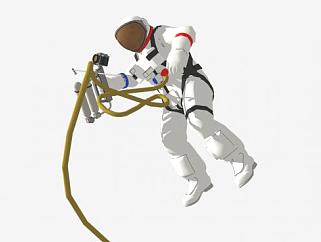 太空作业的宇航员人物SU模型下载_sketchup草图大师SKP模型