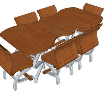 版型小型会议桌SU模型下载_sketchup草图大师SKP模型