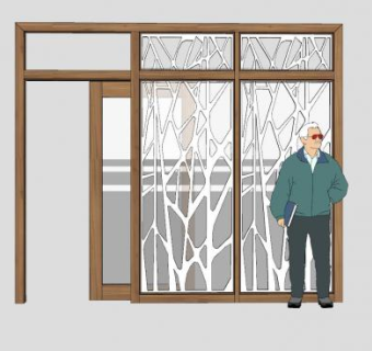 玻璃阳台门推门SU模型下载_sketchup草图大师SKP模型