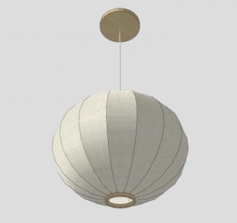 中式圆形纸糊吊灯SU模型下载_sketchup草图大师SKP模型