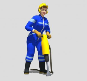 拿着风镐的女人SU模型下载_sketchup草图大师SKP模型