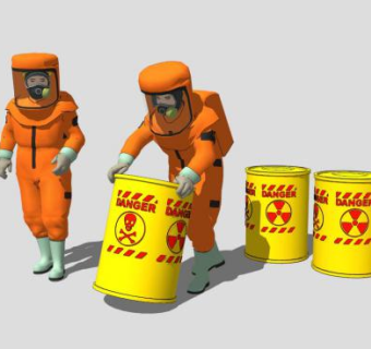 两个搬运危险物品的人SU模型下载_sketchup草图大师SKP模型