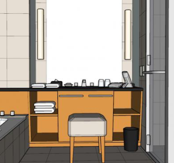 浴室间洗澡房带有浴缸浴室柜SU模型下载_sketchup草图大师SKP模型