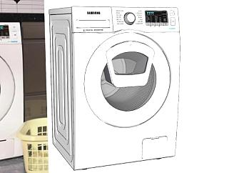 滚筒家电洗衣机SU模型下载_sketchup草图大师SKP模型