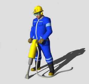 钻地的工人SU模型下载_sketchup草图大师SKP模型