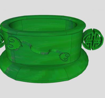 如意宝盆装饰品摆件SU模型下载_sketchup草图大师SKP模型