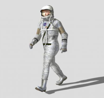 一个走路银色衣服的宇航员SU模型下载_sketchup草图大师SKP模型