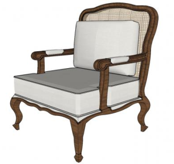 欧式木质扶手椅SU模型下载_sketchup草图大师SKP模型