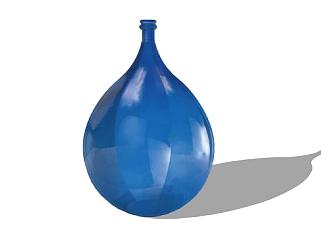 蓝色花瓶古董摆件SU模型下载_sketchup草图大师SKP模型
