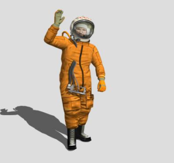 打招呼橙色衣服人物SU模型下载_sketchup草图大师SKP模型