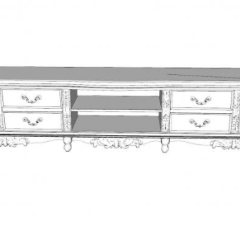 欧式现代电视柜带雕文SU模型下载_sketchup草图大师SKP模型