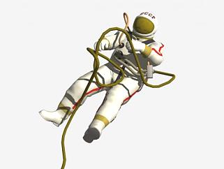 悬浮着作业的宇航员SU模型下载_sketchup草图大师SKP模型