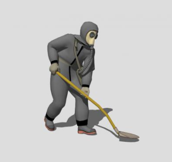 铲地的工人SU模型下载_sketchup草图大师SKP模型