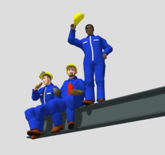 建筑工地休息的钢筋工SU模型下载_sketchup草图大师SKP模型