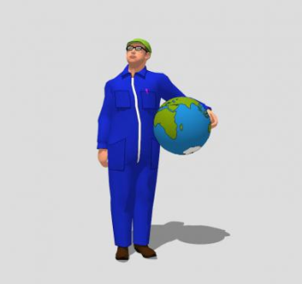 抱着地球仪的男人SU模型下载_sketchup草图大师SKP模型
