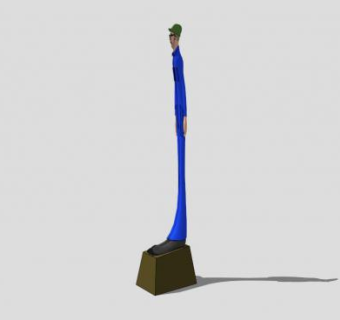 一个蓝衣的男人SU模型下载_sketchup草图大师SKP模型