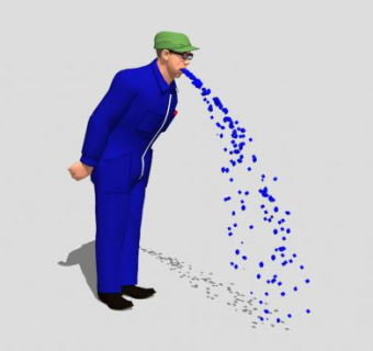 一个蓝衣吐水的男人SU模型下载_sketchup草图大师SKP模型