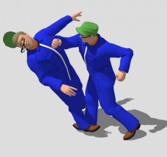 两个打架的男人SU模型下载_sketchup草图大师SKP模型