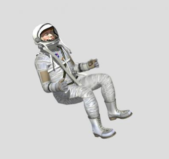 坐着的银色宇航员SU模型下载_sketchup草图大师SKP模型