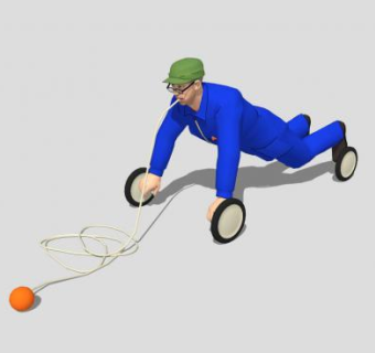 推着轮子的男人SU模型下载_sketchup草图大师SKP模型