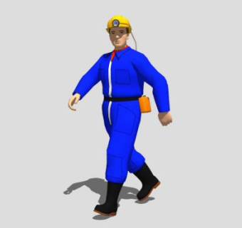蓝衣男人走路SU模型下载_sketchup草图大师SKP模型
