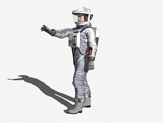 走路银色衣服的宇航员SU模型下载_sketchup草图大师SKP模型