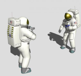 两个对峙的宇航员SU模型下载_sketchup草图大师SKP模型