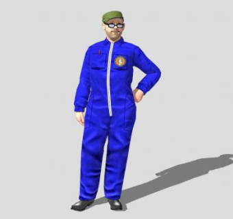 一个站着的蓝衣男人SU模型下载_sketchup草图大师SKP模型