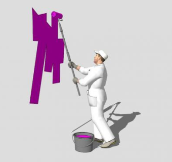 油漆工人物SU模型下载_sketchup草图大师SKP模型