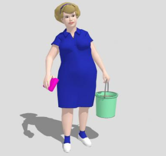 家政女保姆SU模型下载_sketchup草图大师SKP模型