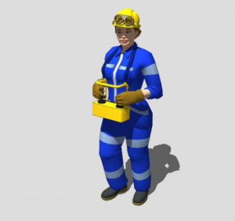 一个女工人SU模型下载_sketchup草图大师SKP模型