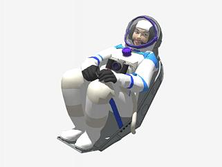 女性宇航员人物SU模型下载_sketchup草图大师SKP模型