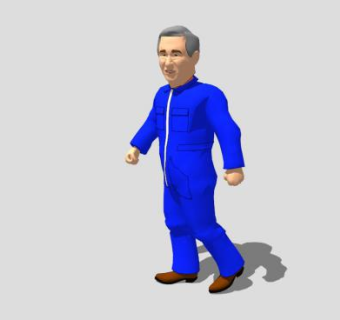 蓝色衣服工人SU模型下载_sketchup草图大师SKP模型