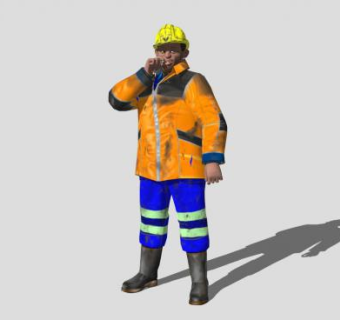 清洁工人人物SU模型下载_sketchup草图大师SKP模型