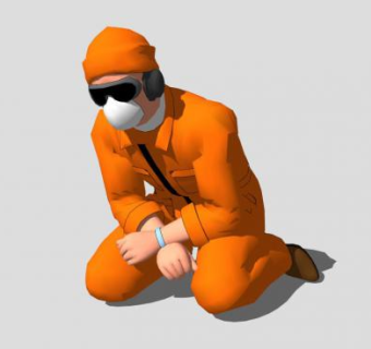 橙色衣服的工人SU模型下载_sketchup草图大师SKP模型