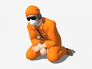 橙色衣服的工人SU模型下载_sketchup草图大师SKP模型