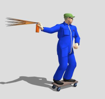 玩滑板的男人SU模型下载_sketchup草图大师SKP模型