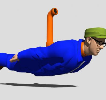 蓝衣潜水的男人SU模型下载_sketchup草图大师SKP模型