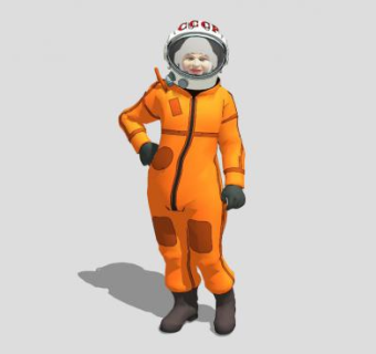 橙色衣服太空人SU模型下载_sketchup草图大师SKP模型